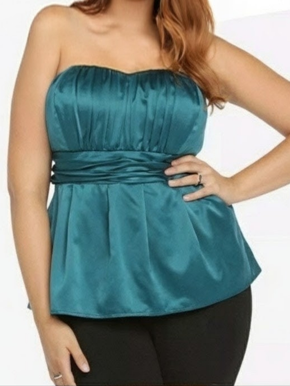 TORRID Teal Satin Peplum Bustier Sleeveless Top Size 4X
